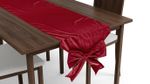 Table runner with bow, velvet, burgundy red, 33x240 cm
