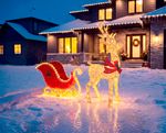 Decoration MagicHome Christmas, Deer with Sleigh, 448xLED warm white, IP44, 155/75 cm