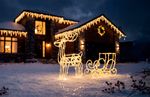 Dekoráció MagicHome Karácsony, Szarvas szánnal, 160xLED meleg fehér, IP44, 24/41 cm