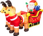Decoration MagicHome Christmas, Santa on sleigh, 7xLED warm white, IP44, L-220 cm