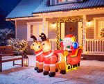 Decoration MagicHome Christmas, Santa on sleigh, 7xLED warm white, IP44, L-220 cm