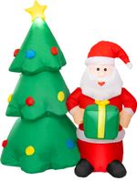 Decoration MagicHome Christmas, Santa with tree, 12xLED, IP44, 75x113x148 cm