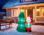Decoration MagicHome Christmas, Santa with tree, 12xLED, IP44, 75x113x148 cm
