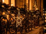 Decoration MagicHome Christmas, Star, 73xLED warm white, IP44, 3xAA 41 cm
