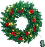 Wreath MagicHome Christmas, 20xLED warm white, IP20, 3xAA, 45 cm