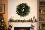 Wreath MagicHome Christmas, with pine cones, 20xLED warm white, IP20, 3xAA, 45 cm