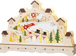 Dekoráció MagicHome Karácsony, Falucska, 9xLED meleg fehér, 2xAAA, IP20, 33x5x23,5 cm