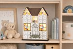 Decoration MagicHome Christmas, Advent Calendar House, wooden, 8xLED, warm white, 2xAAA, IP20, 26x7x