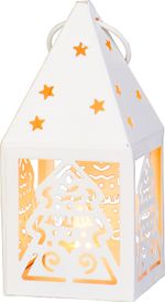 Lámpás MagicHome Karácsony, Fa, 1xLED meleg fehér, 1xCR2032, IP20, 6,2x6,2x13,5 cm