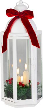 Lámpás MagicHome Karácsony, szalaggal, 3xLED meleg fehér, 3xAAA, IP20, 16x14x38,5 cm