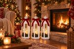 Lantern MagicHome Christmas, with ribbon, 3xLED warm white, 3xAAA, IP20, 16x14x38.5 cm