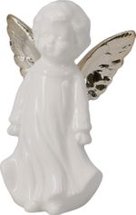 Decoration, Angel, white with golden wings, 9x6x14 cm, mix of designs