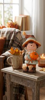 Decoration MagicHome Nature, boy with pumpkin, terracotta, 10.5x11.5x23 cm