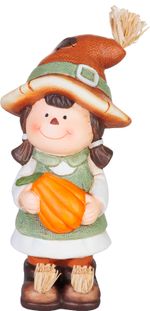 Decoration MagicHome Nature, girl with pumpkin, terracotta, 10.5x11.5x23 cm