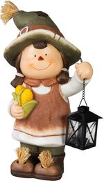 Decoration MagicHome Nature, girl with corn and lantern, magnesia, 19.5x23.5x41 cm