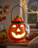 Decoration MagicHome Nature, pumpkin, with light, terracotta, 7.5x8x10 cm