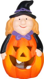 Decoration MagicHome Nature, pumpkin, boy with hat, with light, terracotta, 6.8x7.5x12.8 cm