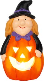 Decoration MagicHome Nature, pumpkin, boy with hat, with light, terracotta, 6.8x7.5x12.8 cm