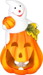Decoration MagicHome Nature, pumpkin, ghost, with light, terracotta, 8.2x8.8x15 cm