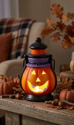 Decoration MagicHome Nature, pumpkin, lantern, with light, terracotta, 7x7.3x13 cm