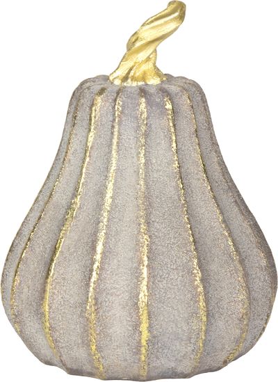 Dekorácia MagicHome Nature, tekvica, polyresin, zlato-sivá, 12,2x12,2x16,2 cm