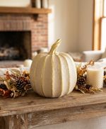 Decoration MagicHome Nature, pumpkin, polyresin, cream, 14x14x16 cm