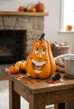 Decoration MagicHome Nature, smiling pumpkin, polyresin, 9.2x9.3x13.3 cm