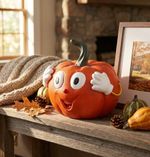 Decoration MagicHome Nature, surprised pumpkin, polyresin, 15x15.3x16 cm