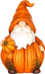 Decoration MagicHome Nature, dwarf with pumpkin, magnesia, 22.2x23x36.8 cm