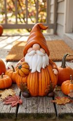 Decoration MagicHome Nature, dwarf with pumpkin, magnesia, 22.2x23x36.8 cm