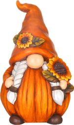 Decoration MagicHome Nature, dwarf with sunflower, magnesia, 22x24.2x38 cm