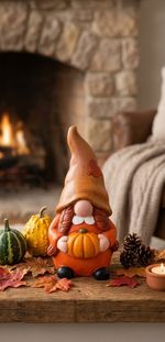 Decoration MagicHome Nature, old man with pumpkin, terracotta, 9.5x9.5x19.5 cm