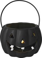 Decoration MagicHome Nature, pumpkin, with light, porcelain, black, 12.7x12.7x7.7 cm
