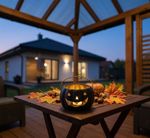 Decoration MagicHome Nature, pumpkin, with light, porcelain, black, 12.7x12.7x7.7 cm