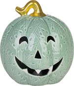 Decoration MagicHome Nature, pumpkin, with light, porcelain, mint, 14.8x15.6x16.4 cm