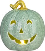 Decoration MagicHome Nature, pumpkin, with light, porcelain, mint, 14.8x15.6x16.4 cm