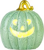 Decoration MagicHome Nature, pumpkin, with light, porcelain, mint, 10.2x12.8x13.8 cm
