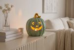 Decoration MagicHome Nature, pumpkin, with light, porcelain, mint, 10.2x12.8x13.8 cm