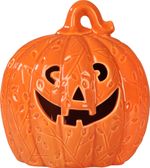 Decoration MagicHome Nature, pumpkin, with light, porcelain, orange, 10.2x12.8x13.8 cm