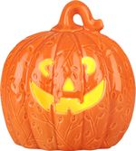 Decoration MagicHome Nature, pumpkin, with light, porcelain, orange, 10.2x12.8x13.8 cm