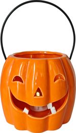 Decoration MagicHome Nature, pumpkin, with light, porcelain, orange, 12.3x12.1x10 cm