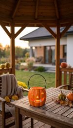 Decoration MagicHome Nature, pumpkin, with light, porcelain, orange, 12.3x12.1x10 cm