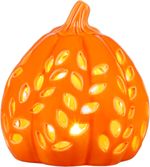 Decoration MagicHome Nature, pumpkin, with light, porcelain, 11.5x11.5x12.1 cm