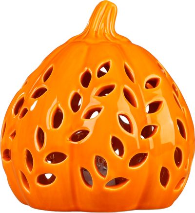 Dekorácia MagicHome Nature, tekvica, so svetlom, porcelánová, 11,5x11,5x12,1 cm