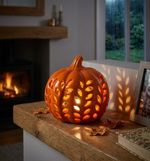 Decoration MagicHome Nature, pumpkin, with light, porcelain, 10.5x10.5x10.6 cm