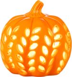 Decoration MagicHome Nature, pumpkin, with light, porcelain, 10.5x10.5x10.6 cm