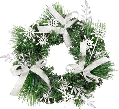 Veniec MagicHome Vianoce, prírodný, s mašľami, 35 cm