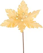 Kvet MagicHome Vianoce, Poinsettia, zlatá, 30 cm, veľkosť kvetu: 20,5 cm