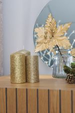 Flower MagicHome Christmas, Poinsettia, gold, 30 cm, flower size: 20.5 cm