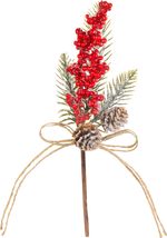 Ág MagicHome Karácsony, bogyókkal, piros, 23 cm